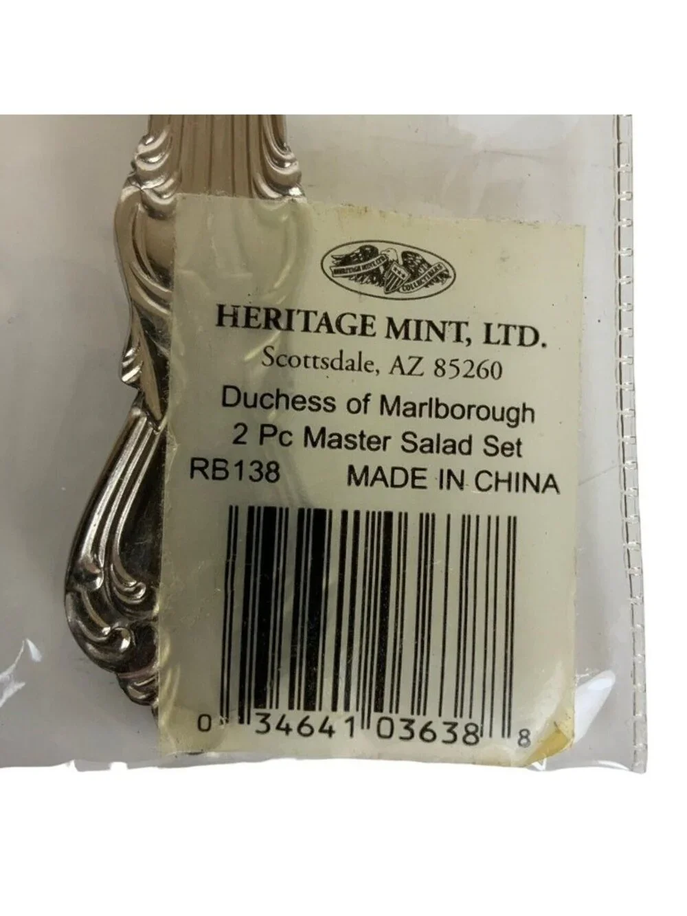 Reed & Barton Heritage Mint Marlborough 2-Pc Salad Serving Set Stainless Steel
